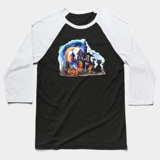 Spooky House Halloween Baseball T-Shirt